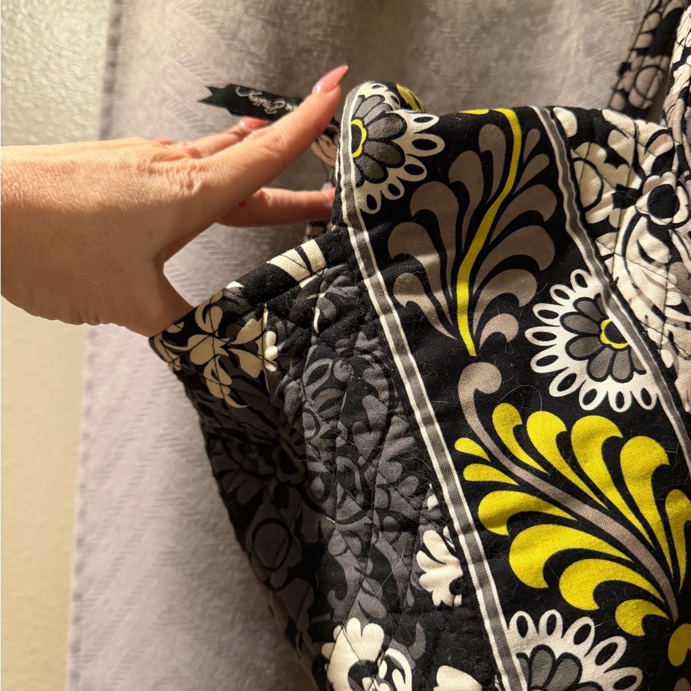 Vera Bradley Black and Yellow Floral Travel Bag - Picture 3 of 5